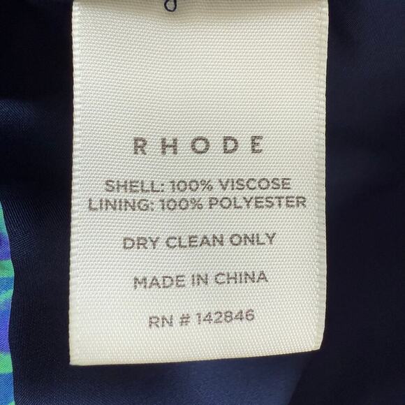 NWT Rhode Pia Mini Dress in Green and Blue Electric Moire Print, Size 0 - Picture 16 of 16